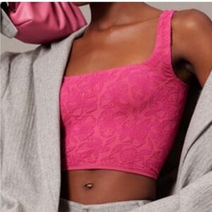 Anthropologie (2) Hannah Textured Crop Tank Pink and Orange XXS/XS